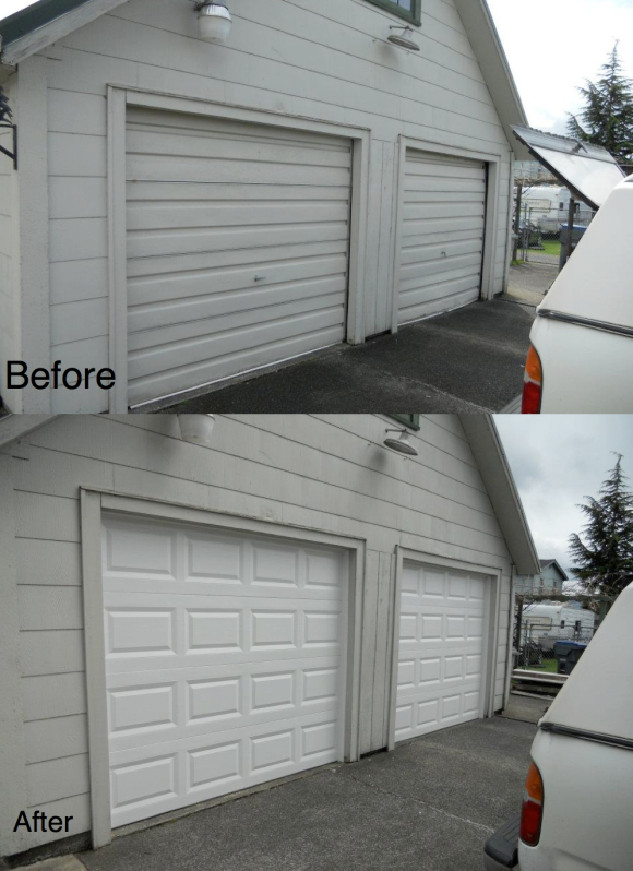 Before & After Garage DoorHung Right Doors in Olympia WA