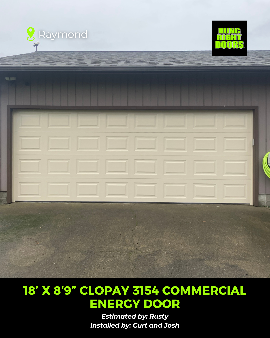 Raymond_Clopay3154_18x8-9_Commercial_GarageDoor _ Hung Right Door