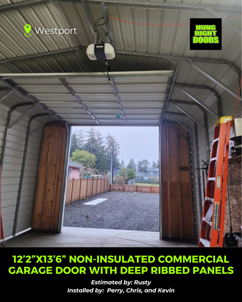 Commercial garage door Westport WA Clopay 525 12’2” x 13’6” deep ribbed steel door