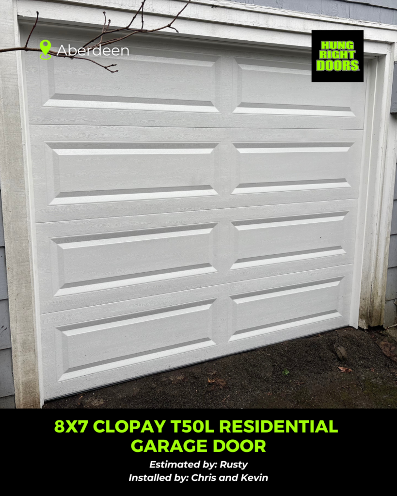 Garage door installation Aberdeen WA Clopay T50L 8x7 residential door